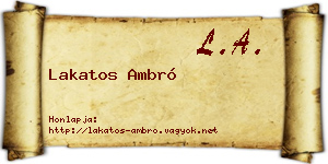 Lakatos Ambró névjegykártya